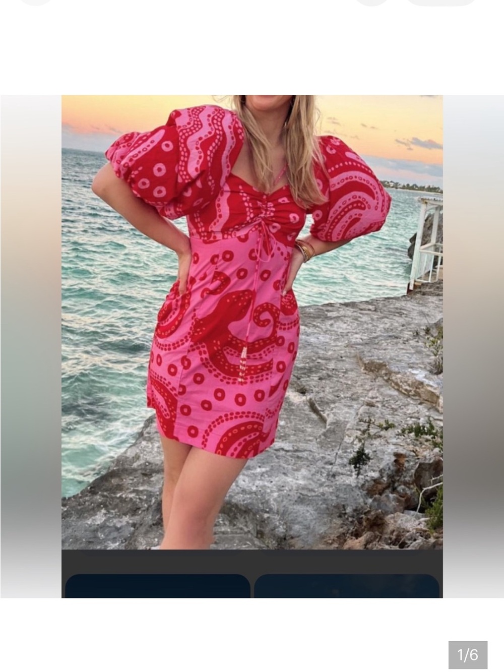 Farm Rio Octo-Cool Puff Sleeve Mini Dress